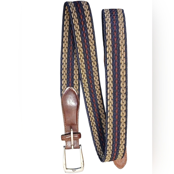 Brighton - Men's Tri-Colored Woven Belt, Brass Buckle, Leather Ends - Picture 9 of 9